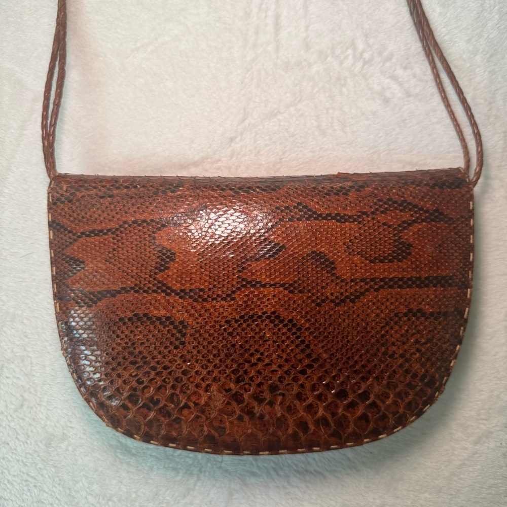 Vintage 70s Python Snakeskin Leather Shoulder Bag OR Clutch Bag